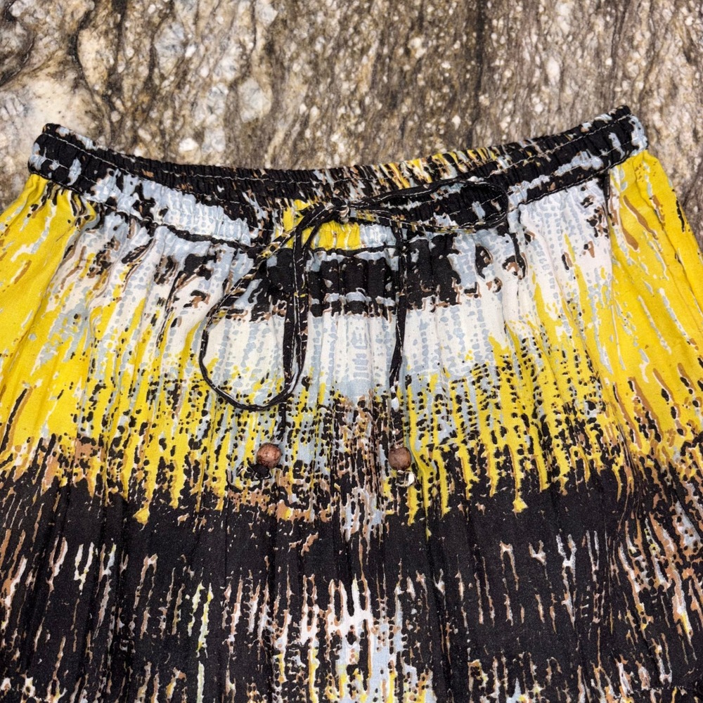 Abstract Print Tiered Boho Skirt Womens Medium Yellow Mix Nouveau‎ New York - Picture 3 of 9